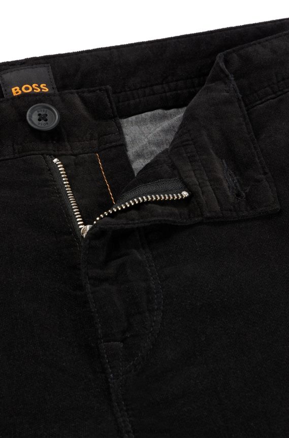 4TFNJN3527 أسود Hugo Boss بنطال بقصّة مدببة أسود من تصميم هوغو من مزيج القطن