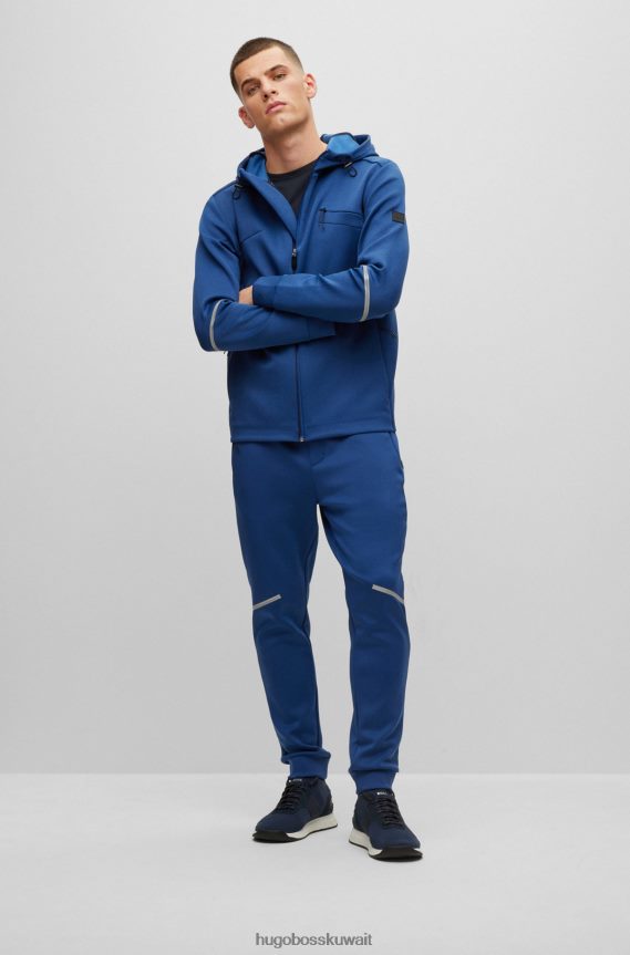 4TFNJN3537 أزرق غامق Hugo Boss قطعة سفلية رياضية من Hugo ذات قصة عادية مع تفاصيل عاكسة زخرفية باللون الأزرق الداكن
