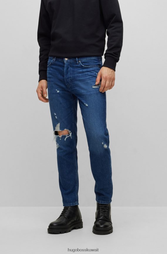 4TFNJN3538 أزرق Hugo Boss بنطال جينز مدبب من قماش الدنيم الأزرق الصلب هوغو