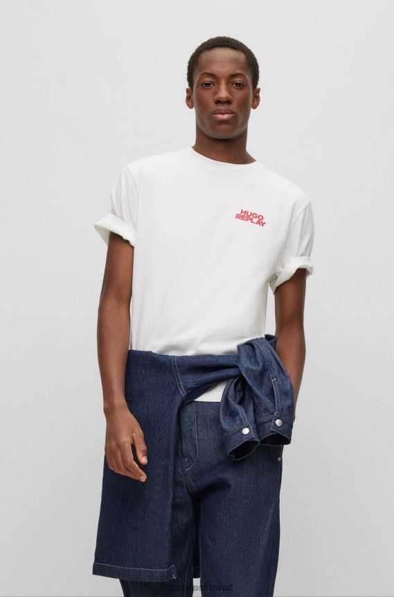 4TFNJN3559 أبيض Hugo Boss هوغو | تيشيرت من القطن العضوي مع طبعة شعار كبسولة