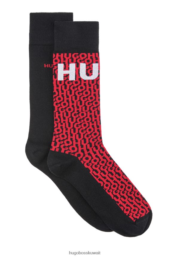 4TFNJN3576 أسود Hugo Boss Hugo عبوة من قطعتين من الجوارب للجنسين من مزيج القطن باللون الأسود