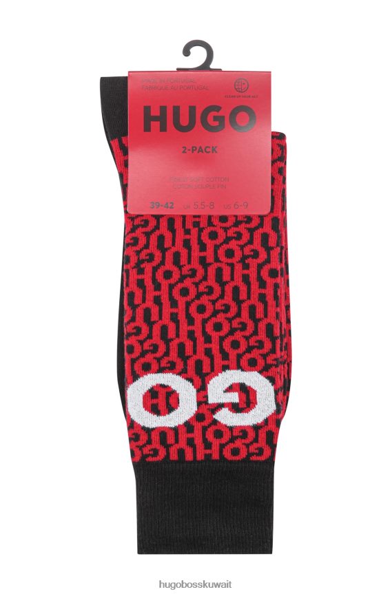 4TFNJN3576 أسود Hugo Boss Hugo عبوة من قطعتين من الجوارب للجنسين من مزيج القطن باللون الأسود