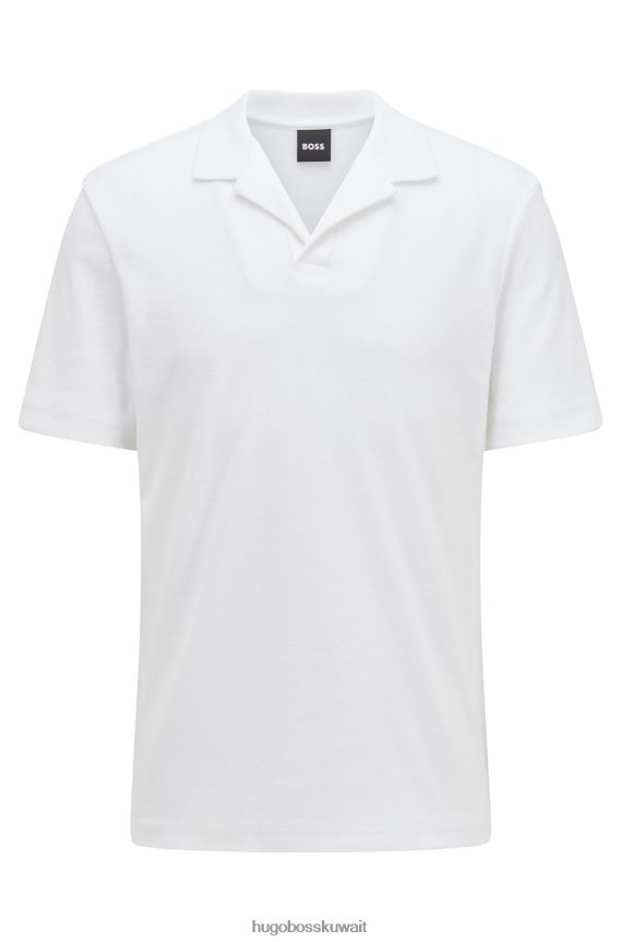 4TFNJN3592 أبيض Hugo Boss قميص بولو من القطن الأبيض من هوغو مع ياقة جوني