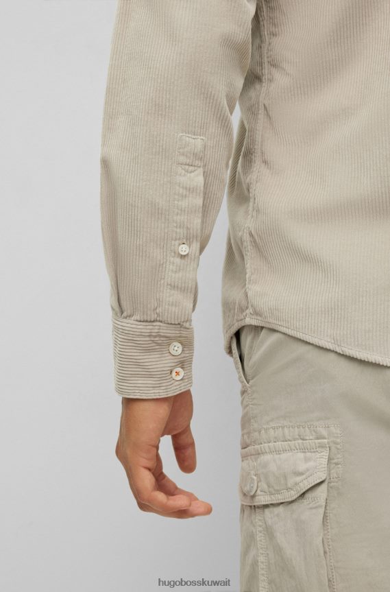 4TFNJN3598 رمادي فاتح Hugo Boss قميص Hugo باللون الرمادي الفاتح ذو المقاس العادي من القطن