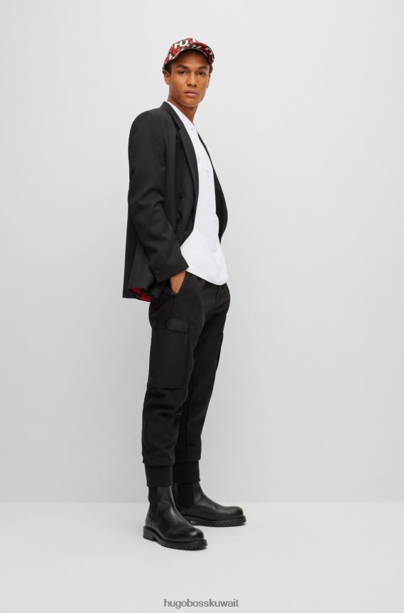 4TFNJN3603 أبيض Hugo Boss قميص بولو من القطن المطاطي مع شعار هوغو باللون الأبيض