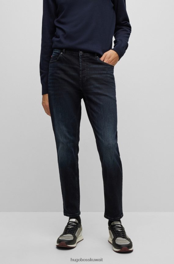 4TFNJN3611 أزرق غامق Hugo Boss هوغو جينز أزرق داكن مدبب من قماش الدنيم المطاطي باللون الأزرق والأسود
