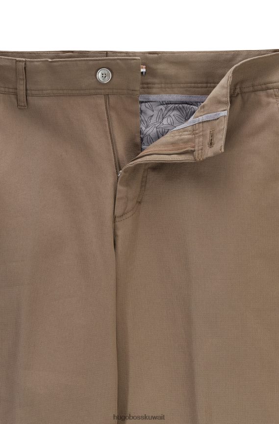 4TFNJN3616 بني Hugo Boss بنطال هوغو بقصّة مدببة من تصميم هوغو، مصنوع من القطن المطاطي بنقشات دقيقة