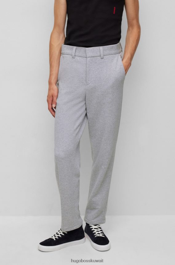 4TFNJN3619 رمادي فاتح Hugo Boss بنطلون بقصّة ضيّقة من قطن هوغو فائق المرونة باللون الرمادي الفاتح