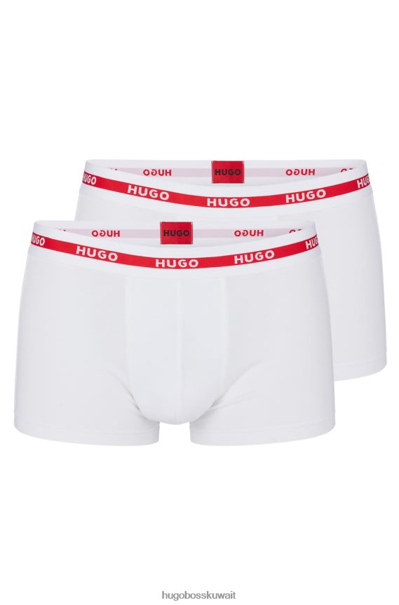 4TFNJN3623 أبيض Hugo Boss Hugo مجموعة من قطعتين من السراويل الداخلية بحزام خصر بشعار الماركة من القطن المطاطي