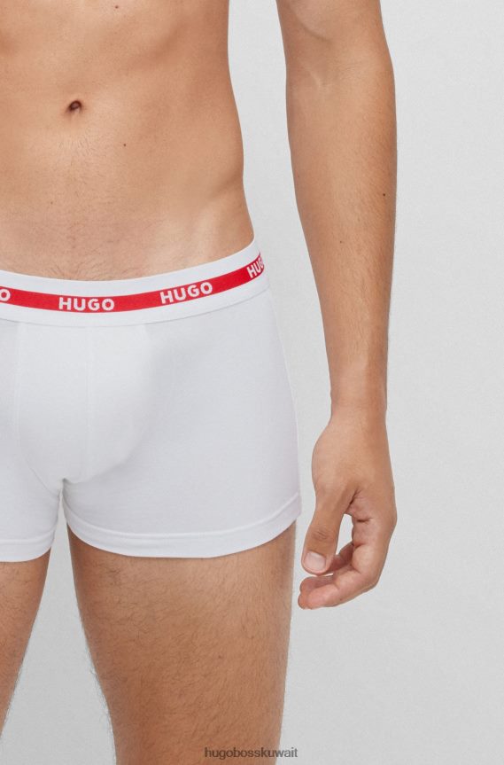 4TFNJN3623 أبيض Hugo Boss Hugo مجموعة من قطعتين من السراويل الداخلية بحزام خصر بشعار الماركة من القطن المطاطي