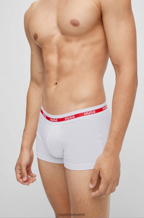 4TFNJN3623 أبيض Hugo Boss Hugo مجموعة من قطعتين من السراويل الداخلية بحزام خصر بشعار الماركة من القطن المطاطي