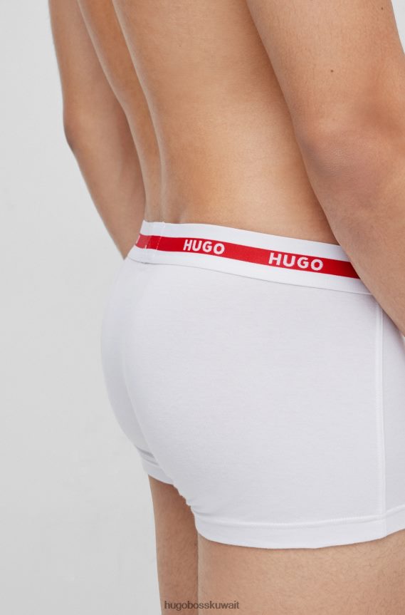 4TFNJN3623 أبيض Hugo Boss Hugo مجموعة من قطعتين من السراويل الداخلية بحزام خصر بشعار الماركة من القطن المطاطي