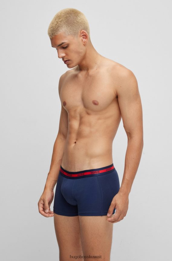 4TFNJN3625 أزرق غامق Hugo Boss حزمة من قطعتين من السراويل الداخلية بشعار الماركة من القطن المطاطي باللون الأزرق الداكن
