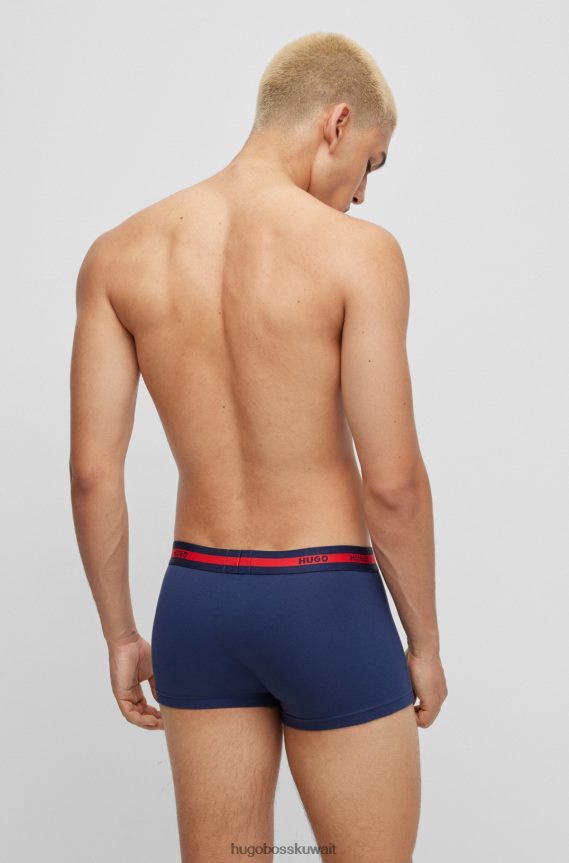 4TFNJN3625 أزرق غامق Hugo Boss حزمة من قطعتين من السراويل الداخلية بشعار الماركة من القطن المطاطي باللون الأزرق الداكن
