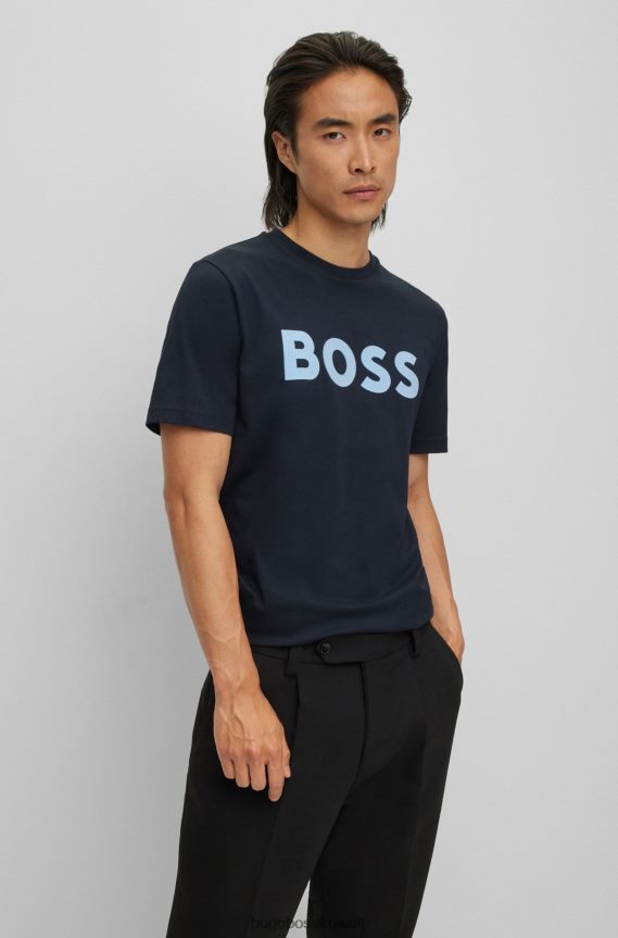 4TFNJN3627 أزرق غامق Hugo Boss تيشيرت بطبعة قطيع من قطن الجيرسيه هوغو باللون الأزرق الداكن