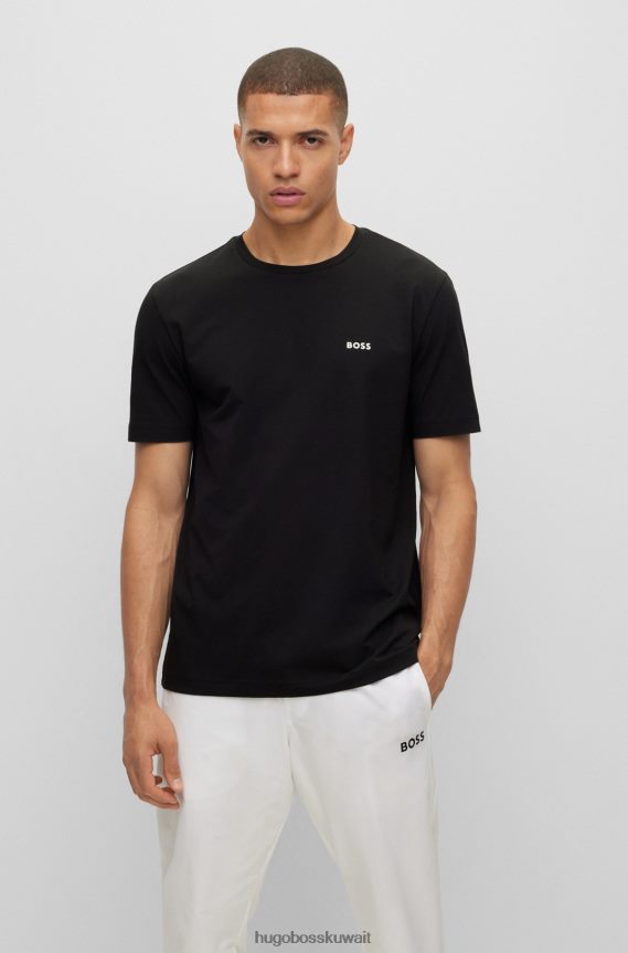 4TFNJN3630 منقوشة Hugo Boss Hugo - حزمة من قطعتين من تيشيرتات الشعار منقوشة بالقطن المطاطي