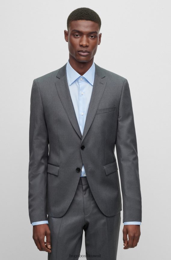 4TFNJN3632 الرمادي الداكن Hugo Boss سترة رمادية داكنة بقصة ضيقة جدًا من سيرج هوغو من الصوف البكر