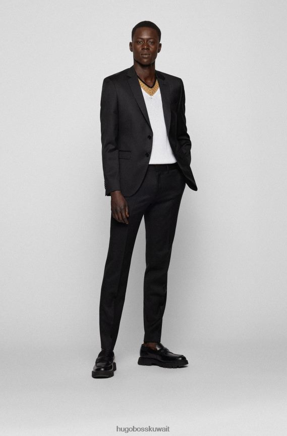 4TFNJN3633 أسود Hugo Boss سترة ضيقة جدًا من الصوف البكر باللون الأسود سيرج هوغو