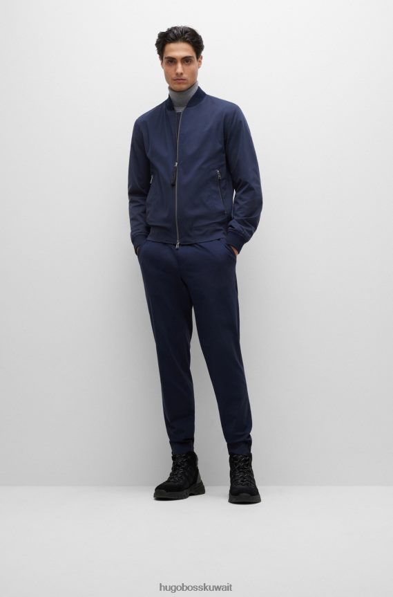 4TFNJN3634 أزرق غامق Hugo Boss سترة Hugo ذات سحاب باللون الأزرق الداكن مصنوعة من الجيرسيه المطاطي عالي الأداء