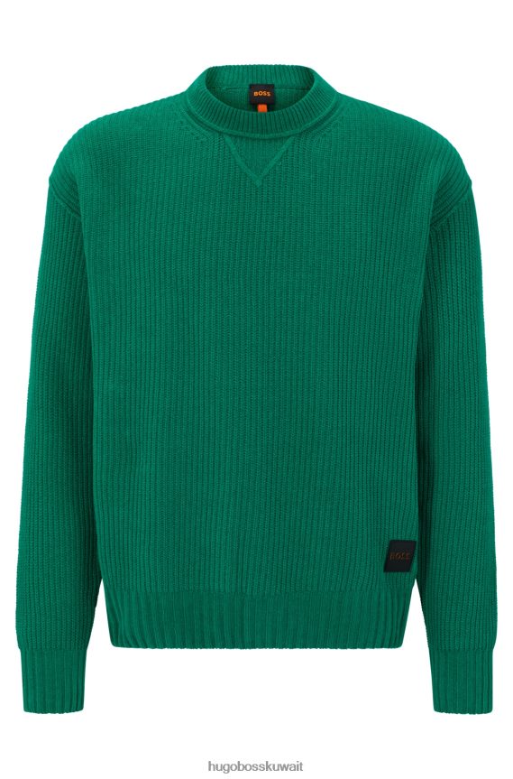 4TFNJN3639 أخضر Hugo Boss سترة مريحة مصنوعة من القطن الخالص شانيل أخضر هوغو