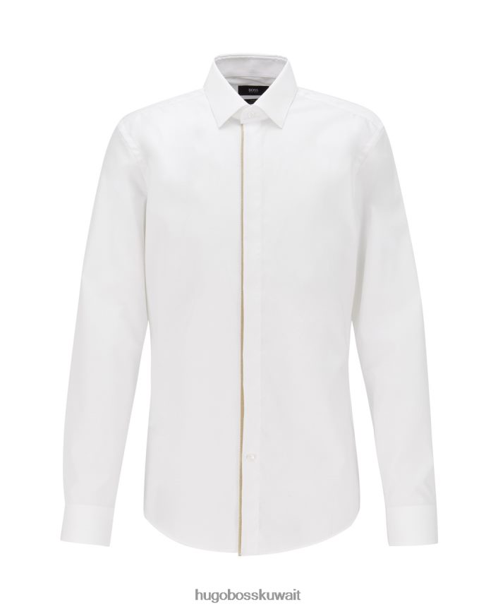 4TFNJN363 أبيض أسود Hugo Boss قميص L/S جافيس 50422195 أبيض