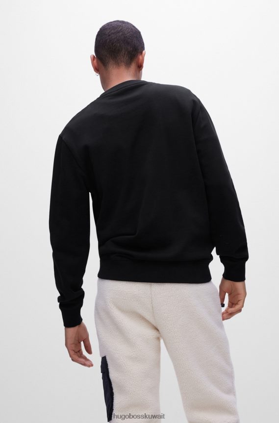 4TFNJN3640 أسود Hugo Boss سويت شيرت هوغو أسود برقبة دائرية من قماش تيري الفرنسي مع شعار متباين