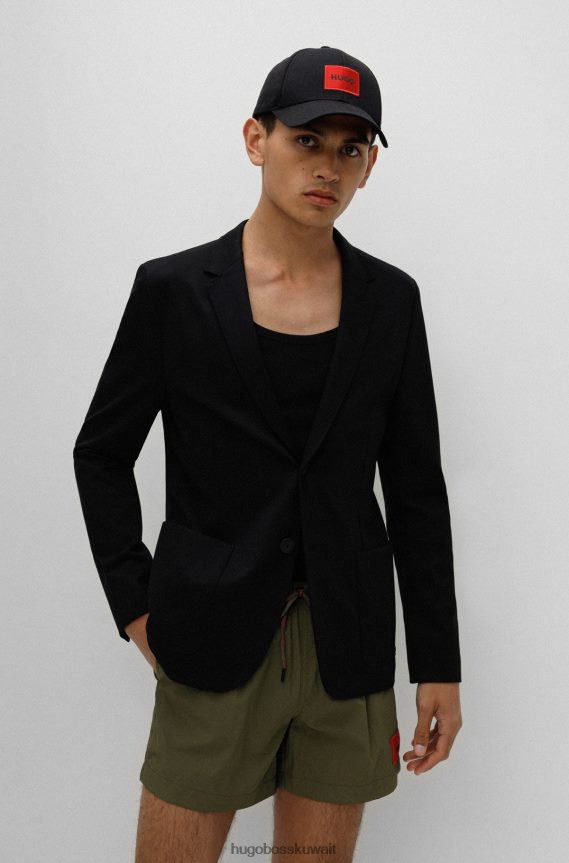 4TFNJN3646 أسود Hugo Boss سترة هوغو سوداء فائقة النحافة مصنوعة من جيرسي مطاطي عالي الأداء