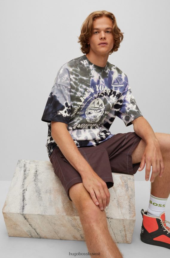 4TFNJN3648 منقوشة Hugo Boss تيشيرت Hugo x phipps من القطن العضوي بقصة مريحة