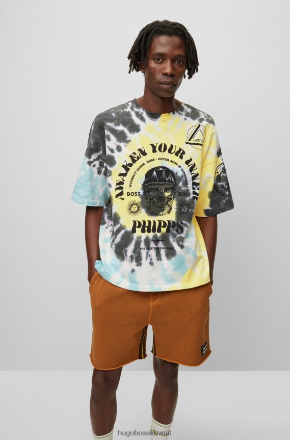 4TFNJN3649 منقوشة Hugo Boss تيشيرت x phipps من القطن العضوي بقصة مريحة