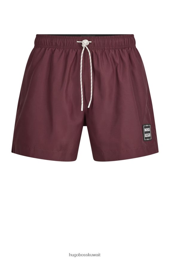 4TFNJN3650 احمر غامق Hugo Boss شورت سباحة سريع الجفاف من نسيج معاد تدويره من phipps