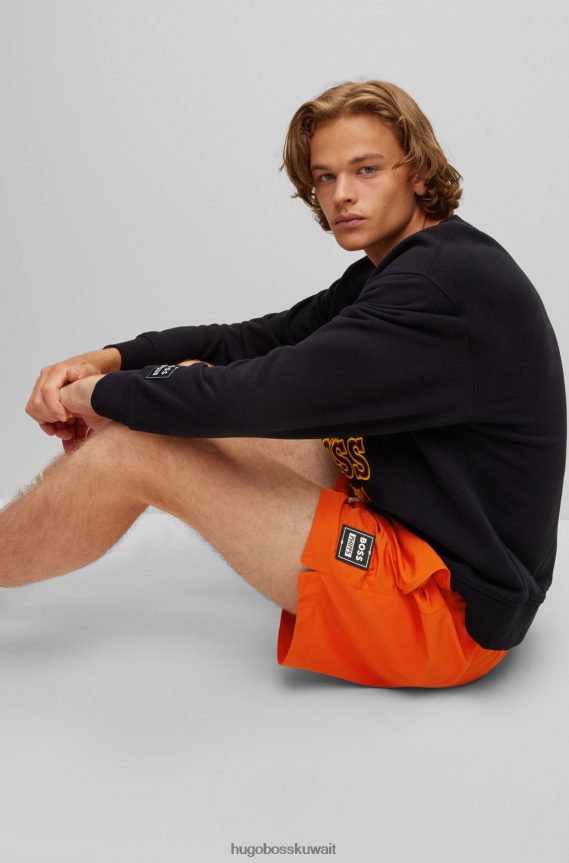 4TFNJN3651 برتقالي قاتم Hugo Boss x شورت سباحة من القماش المعاد تدويره سريع الجفاف من phipps