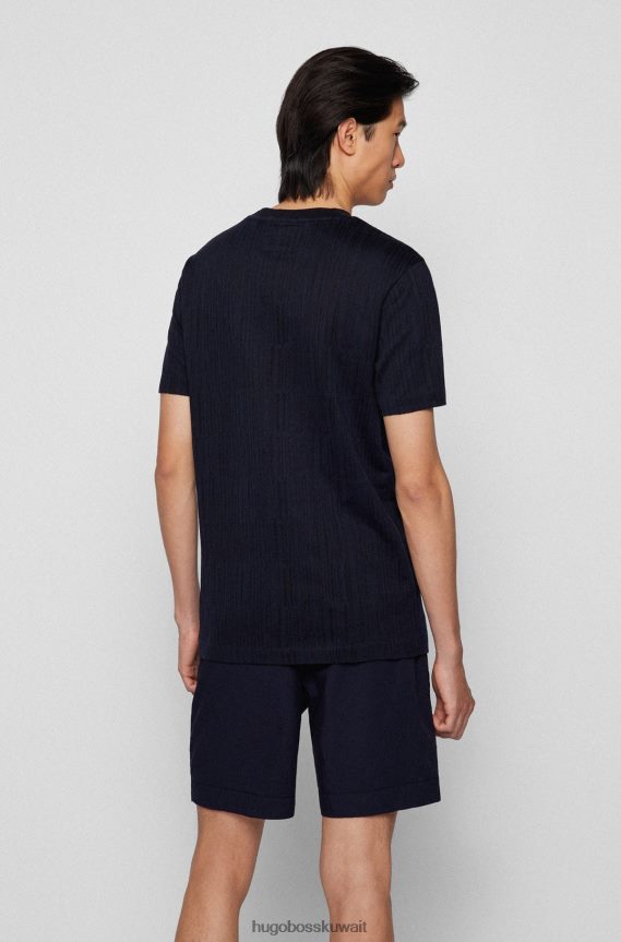 4TFNJN3664 أزرق غامق Hugo Boss تيشيرت Hugo بقصّة ضيّقة مصنوع من الحرير والقطن بلونين باللون الأزرق الداكن