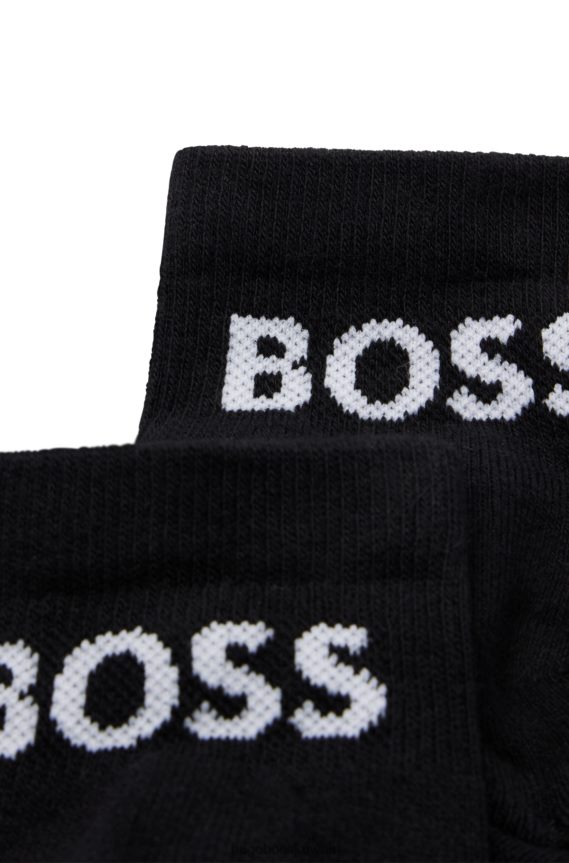 4TFNJN3676 أسود Hugo Boss Hugo - حزمة من اثنين من الجوارب بطول الكاحل من القماش المطاطي باللون الأسود