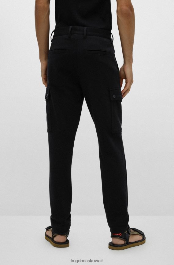 4TFNJN3677 أسود Hugo Boss بنطال كارجو بقصة ضيقة مصنوع من قطن الجيرسيه باللون الأسود من هوغو