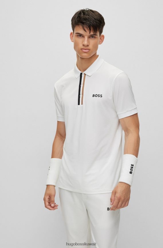 4TFNJN3683 أبيض Hugo Boss قميص بولو x Matteo Berrettini مع فتحة شريطية مميزة
