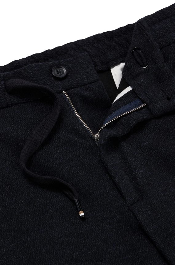 4TFNJN3723 أسود Hugo Boss بنطال كارغو منقوش بشكل صغير مع خصر برباط هوغو أسود