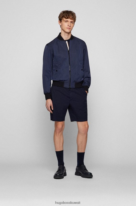 4TFNJN3744 أزرق غامق Hugo Boss سترة بومبر ذات قصة عادية باللون الأزرق الداكن مصنوعة من قماش هوغو المعاد تدويره والمقاوم للماء