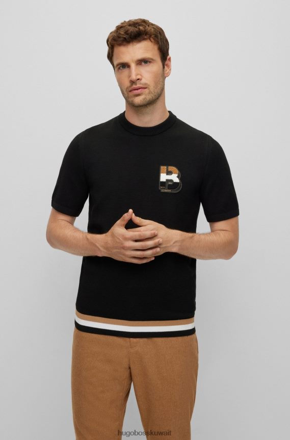 4TFNJN3747 أسود Hugo Boss سترة x fc bayern مونوغرامي من القطن المنظم مع خطوط مميزة