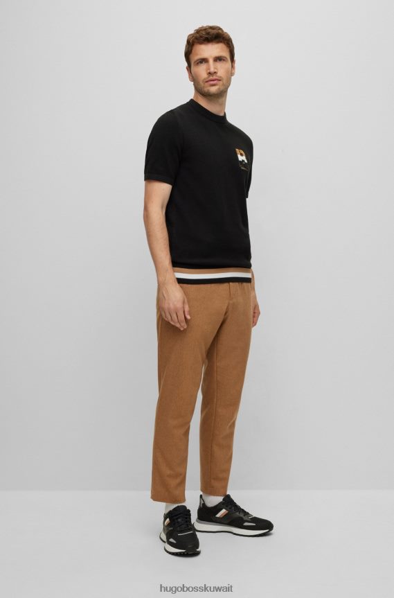 4TFNJN3747 أسود Hugo Boss سترة x fc bayern مونوغرامي من القطن المنظم مع خطوط مميزة