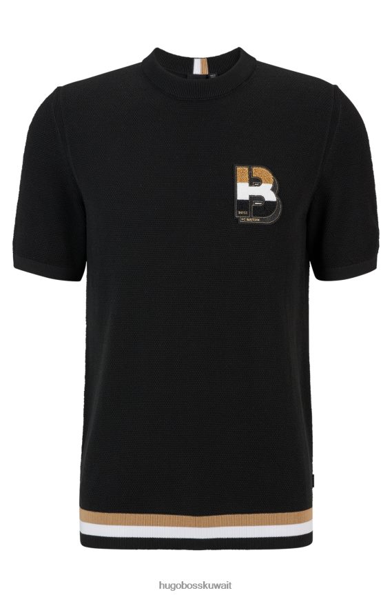 4TFNJN3747 أسود Hugo Boss سترة x fc bayern مونوغرامي من القطن المنظم مع خطوط مميزة