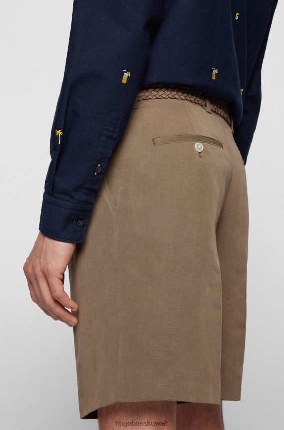 4TFNJN3748 أزرق غامق Hugo Boss قميص هوغو ذو قصة عادية باللون الأزرق الداكن مصنوع من قطن أكسفورد المطرز