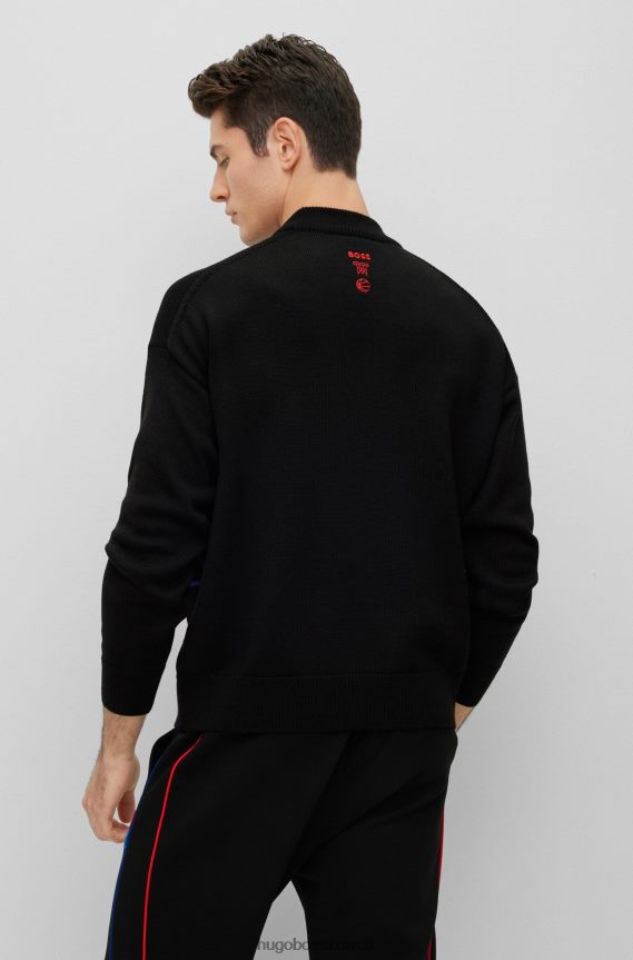 4TFNJN3767 nba عام Hugo Boss & NBA سترة مريحة مع إنتارسيا ذات علامة تجارية مزدوجة