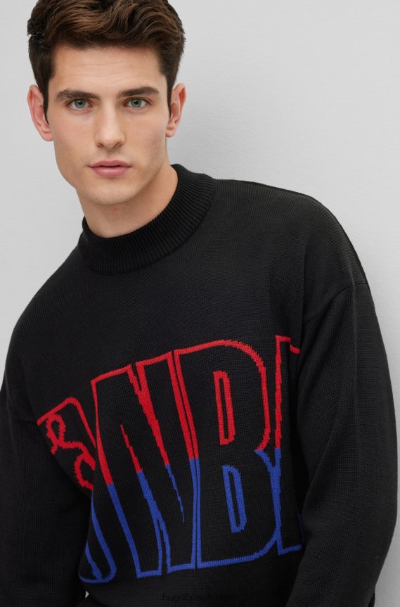 4TFNJN3767 nba عام Hugo Boss & NBA سترة مريحة مع إنتارسيا ذات علامة تجارية مزدوجة