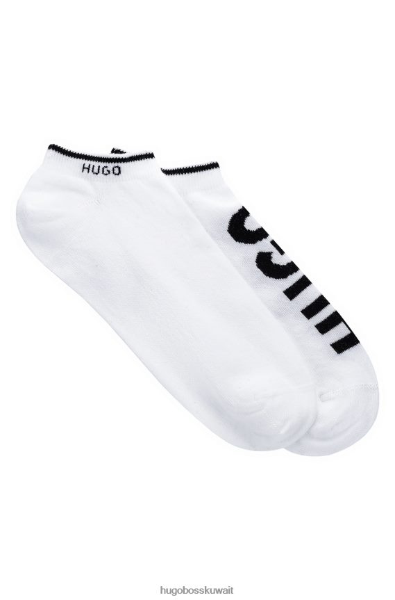 4TFNJN3772 أبيض Hugo Boss حزمة من اثنين من جوارب الكاحل باللون الأبيض من مزيج القطن