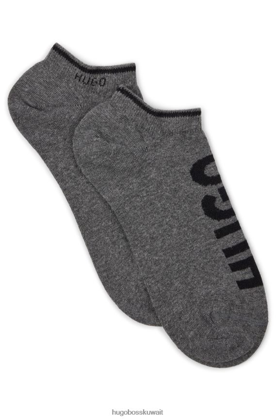 4TFNJN3774 رمادي Hugo Boss Hugo حزمة من اثنين من جوارب الكاحل من مزيج القطن باللون الرمادي