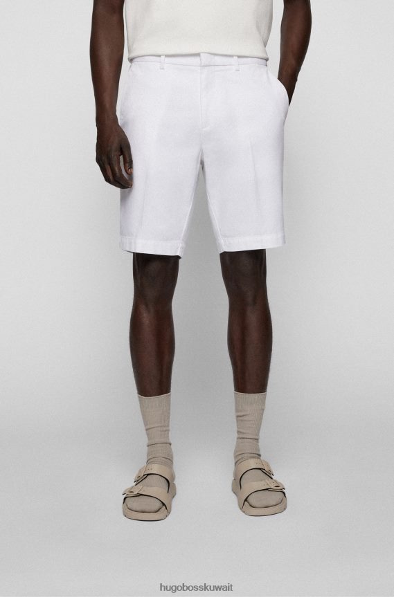 4TFNJN3779 أبيض Hugo Boss شورت Hugo أبيض بقصة ضيقة من القطن المطاطي المنظم