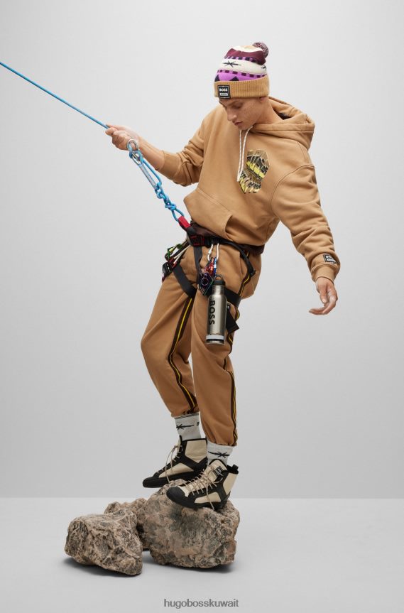 4TFNJN3780 اللون البيج Hugo Boss بنطال رياضي طويل من القطن العضوي x phipps