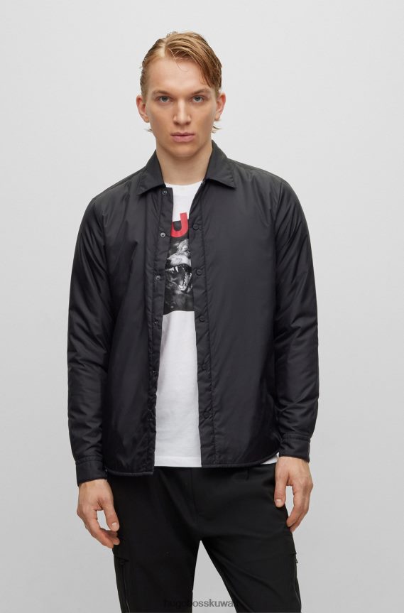 4TFNJN3781 أسود Hugo Boss قميص Hugo ذو المقاس الكبير مع حشوة سوداء