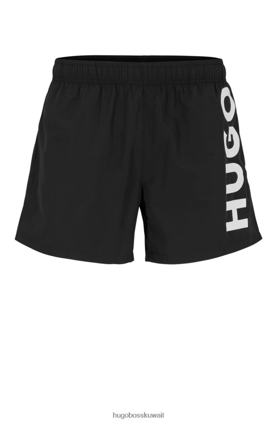 4TFNJN3782 أسود Hugo Boss شورت سباحة سريع الجفاف ومبطن بالكامل من قماش هوغو الأسود المعاد تدويره