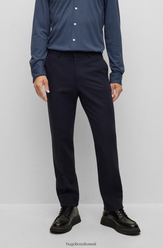 4TFNJN3785 أزرق غامق Hugo Boss بنطلون هوغو ذو قصة عادية باللون الأزرق الداكن مصنوع من قماش مطاطي بأنماط دقيقة